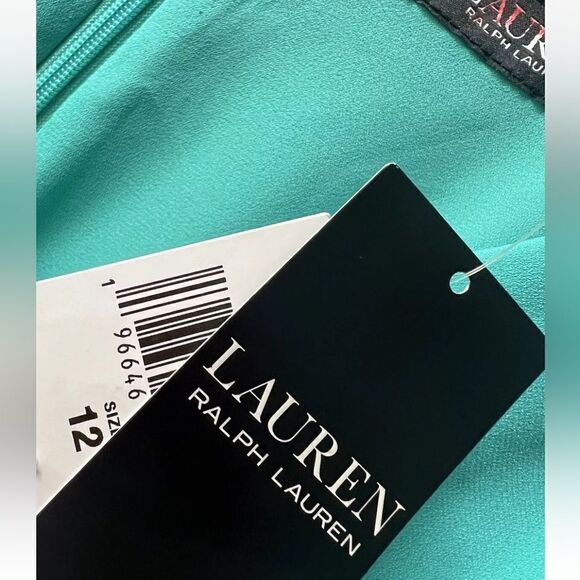 LAUREN RALPH LAUREN GEORGETTE CAFTAN COCKTAIL DRESS TURQUOISE SIZE 12~NWT - Picture 6 of 6